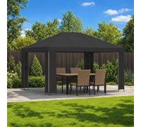 Mokuyary Cenador 4 x 3 m Gris Antracita Poliéster y Acero 190 gsm | Carpas para Exteriores,Protección a la Intemperie, Cenadores para Jardin, Playa,Mercadillos y Eventos