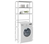 Mokuyary Estantería para lavadora, 3 estantes, color plateado, 69 x 28 x 169 cm, armario de baño con 3 estantes, estante de baño sobre inodoro y lavadora, armario alto para baño o salón