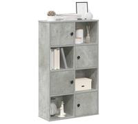 Mokuyary Librería gris concreto, 60 x 24 x 101,5 cm, estantería de madera diseñada, compartimento abierto para sala de estar, oficina en casa, comedor
