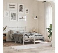 Mokuyary Marco de cama de metal sin colchón con estribo blanco, 120 x 190 cm, marco de cama individual/doble, montaje sencillo, estilo moderno para habitación de invitados, dormitorio tipo 3