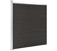 Mokuyary Valla WPC 175 x 186 cm, color negro, valla de privacidad para jardín, valla de jardín y decoración exterior