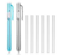 Molain Juego de gomas de borrar estilo bolígrafo, 2 bolígrafos mecánicos retráctiles con 6 recambios de goma de repuesto, gomas de borrar de plástico ligero para escribir, dibujar (azul, gris)