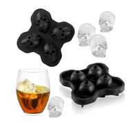 Molde de Cubitos de Hielo Calavera 3D, Cubitera de Silicona Alimentaria para Whisky y Cócteles, 2 Piezas con 8 Cavidades, Fácil de Desmoldar, Reutilizable, Chocolate, Gelatina, Bebidas Frías