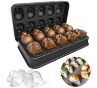 Molde de la Bandeja del Cubo de Hielo del cráneo con tapa, Spespo Skull Ice Cube Tray, Cubitera Hielo con Embudo para Whisky, Cócteles, Licor y Otras Bebidas(10 calaveras vívidas)