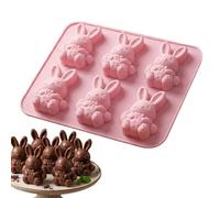 Molde de Silicona con Forma de Conejito - Molde de 6 Cavidades para Figuras 3D de Conejitos de Pascua | Bandeja para Muffins y Brownies de Conejito de Pascua,para Cupcake, Fondant, Caramelos, Azúcar,