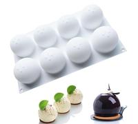 Molde de Silicona Esférico,8 Cavidades Siliconas Molde Esférico,Moldes De Siliconas Esfera 3D,Moldes Silicona Semiesfera Adecuado para Hacer Tartas Mousse Pudines Muffins