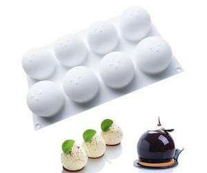 Molde de Silicona Esférico,8 Cavidades Siliconas Molde Esférico,Moldes De Siliconas Esfera 3D,Moldes Silicona Semiesfera Adecuado para Hacer Tartas Mousse Pudines Muffins
