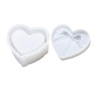Molde de Silicona para Caja de Corazón, Obsequio Diy, Blanco | Silicona Apta para Alimentos, Flexible y Fácil de Desmoldar, Tapa, para Manualidades y Regalos Obsequios