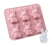 Molde de silicona para conejos de Pascua, 6 cavidades 3D para manualidades de conejos, molde de silicona 3D para conejitos de Pascua | para cupcakes, pasta moldeable, fondant, caramelos, azúcar