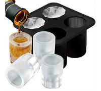 Molde de silicona para cubitos de hielo, prensa de cuatro orificios, fabricante de bloques de hielo, moldes de hielo creativos con forma de taza redonda para whisky, cerveza, Bar, herramientas de 1pcs