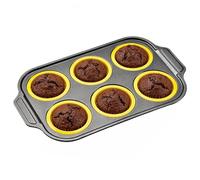 Molde De Silicona Para Cupcakes - 6 Cavidades Molde Muffins Reutilizable,Moldes de silicona de huevo para hornear,Hogar, Cocina, Horno, Freidora De Aire, Cocinar, Freír, Decorar, Huevo, Chocolate, Pos