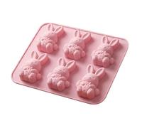 Molde de silicona para Pascua, 6 cavidades de conejos 3D reutilizables | Molde para chocolate de silicona, para cupcakes, pasta moldeable, fondant, caramelos, azúcar