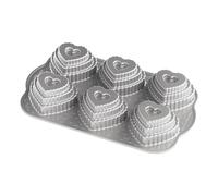 Molde para 6 corazones escalonados Tiered Heart Bundt® plateado Nordic Ware