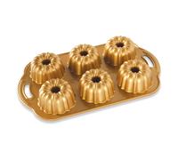 Molde para tartas ANNIVERSARY BUNDLETTE BUNDT, para 6 tartas, dorado, Nordic Ware
