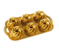 Molde para tartas GEO BUNDLETTE BUNDT, para 6 tartas, dorado, Nordic Ware