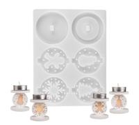 Molde para velas de árbol de Navidad, reutilizable, antiadherente, silicona | Soporte para candelabros de copo de nieve, molde de yeso para jabón, cera, resina, adorno, manualidades, centro de mesa