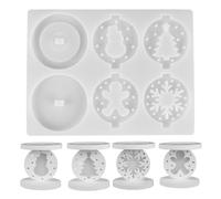 Molde portavelas de árbol de Navidad silicona 3D hueca fácil desmoldeo | molde para portavelas con copo de nieve navideño Centro de Mesa Decoración Hogar Arcilla Jabón Resina