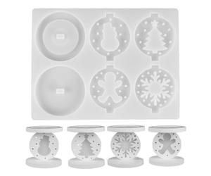 Molde portavelas de árbol de Navidad silicona 3D hueca fácil desmoldeo | molde para portavelas con copo de nieve navideño Centro de Mesa Decoración Hogar Arcilla Jabón Resina