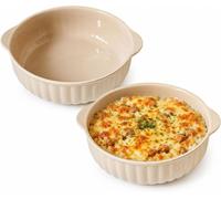 Molde redondo de cerámica para hornear, resistente al calor, con un diámetro de 16,2 cm, paquete de 2 unidades, ideal para quiches