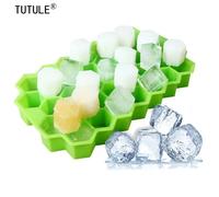 Moldes de compartimento de hielo de panal de abeja, bandeja de cubitos de hielo de gelatina con tapa, moldes de caja de hielo de cubo de nido de abeja, 37 compartimentos Green