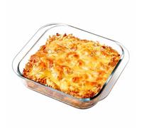 Moldes de Cristal para Horno 19,6 x 17 x 4,75 cm, Bandeja de Cristal para Horno Cuadrada, Resistente al Calor Hasta 400 °C para Freidora de Aire Caliente y Microondas, 900ml