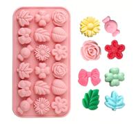 Moldes de Silicona para Dulces con Forma de Flor, 2 Piezas, Molde para Chocolate con Forma de Flor de Margarita, Lazo, Hoja, Gelatina, Hielo, Pudín, Jabón, Galletas, para Hacer Postres Rojo