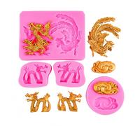 Moldes De Silicona Para Fondant Juego De 4 Piezas De Decoraciones De Chocolate Para Pastel Con Forma De Dragón Fénix Y Nube Color Rosa