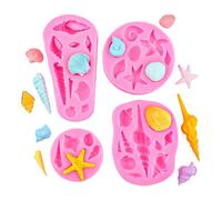 Moldes De Silicona Para Fondant Juego De 4 Piezas De Decoraciones De Fondant Para Pastel Con Forma De Caracola Estrella De Mar Y Concha Marina Color Rosa