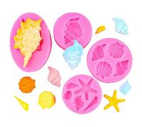 Moldes De Silicona Para Fondant Juego De 4 Piezas De Decoraciones De Fondant Para Pastel Con Forma De Estrella De Mar Y Concha Color Rosa