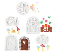 Moldes De Silicona Para Fondant Juego De 5 Moldes Para Fondant Con Motivos De Hadas Ángeles Caracoles Setas Y Casitas De Cuento De Hadas Color Gris