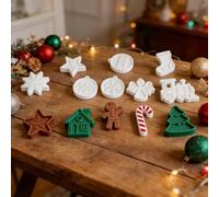 Moldes de silicona para fundir Navidad, 13 unidades, molde de silicona para Navidad, mini molde de silicona, forma de estrella, casa, molde de yeso para fundir, mini molde de fundición, árbol