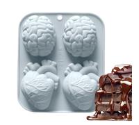 Moldes de silicona para Halloween, antiadherentes, forma de órgano | Molde tridimensional para tartas de corazón humano para postre, pudín, muffins, resina, cemento, T
