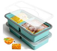 Moldes de Silicona para Sopa, Bandejas de Silicona para Congelar con Tapa,Recipientes de Silicona an Tiadherente, Apilables, sin BPA, 250/500ml Molde Congelador para Caldo,Salsas (2PC 2 cámaras)