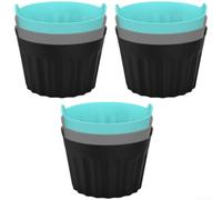 Moldes de silicona reutilizables para magdalenas para accesorios de freidora de aire, bandeja profunda para magdalenas, moldes para pasteles, sin BPA, 6,5 cm (9 (negro)