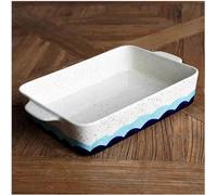 Moldes para hornear, platos de cerámica y porcelana con un motivo de ondas azules en esmalte, fuente grande con dos asas, plato para cocinar al vapor, plato multiusos para el hogar