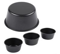 Moldes para tartaletas de acero al carbono, 6 unidades con revestimiento antiadherente, resistentes al calor hasta 230 °C, apilables para airfryer y mini hornos, pequeños pasteles (100 ml de taza