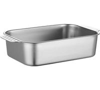 Moldes rectangulares profundos para pescado, de acero inoxidable, con dos asas, y sartén para asar, ideales para hornear pan, asar pollo y verduras, disponibles en 5 tamaños (41 cm, color plateado)