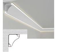 Moldura de corona de metal de 6,9 x 6,9 cm para techos, difusor de luz LED, perfil de canal, esquina de pared/techo, perfecto para dormitorio y sala de estar, cornisa (18ft / 5,5 m)