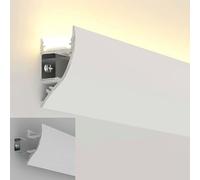 Moldura de corona de pared de iluminación indirecta, soporte de canal LED de 2,5 m para cornisa de techo y pared, perfil de moldura de cala de luz de aluminio, iluminación LED Detive