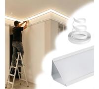 Moldura de corona LED con cubierta difusora acrílica para decoración de techo y pared, perfil de aluminio de iluminación indirecta interior, 29,5 m de largo