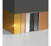 Moldura de pared de acero inoxidable autoadhesiva, moldura despegable y adhesiva, moldura de espejo, placa de zócalo for la parte inferior de la puerta, cocina, gabinete, alacena(Brushed Silver,8cm)