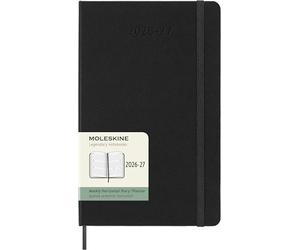 Moleskine 18 Monate Wochenkalender 2026/2027, L/A5, 1 Wo = 2 Seiten, Horizontal, Fester Einband, Schwarz