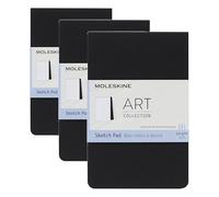Moleskine 9 x 14 cm Pocket Size Art Sketchbook, Paper for Pencils, Charcoal, Pens, Fountain Pens and Markers Soft Cover, Colour Black, 48 Pages (Paquete de 3)
