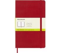 Moleskine 944378 Cuaderno Clásico con Páginas Lisas, Tapa Dura y Goma Elástica, Tamaño Grande (13 x 21 cm), Rojo Escarlata