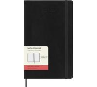 Moleskine Agenda Diaria 2026 2027 - Agenda de 18 meses con tapa blanda y cierre elástico, color negro, formato Large 13 x 21 cm