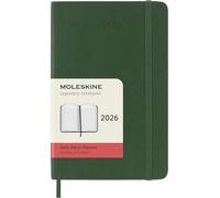 Moleskine Agenda Diaria, Agenda Diaria 2026 12 Meses, Con Tapa Blanda y Cierre Elástico, Formato Pocket 9x14, Color Verde