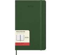 Moleskine Agenda diaria 2026 – 12 meses, tapa dura y cierre elástico, 13x21 cm Verde