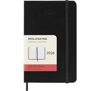Moleskine Agenda Diaria 2026 12 meses tapa dura, cierre elástico, Pocket 9x14 cm negra