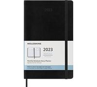 Moleskine Agenda Mensual 2023, Agenda de 12 Meses, Tapa Dura, Tamaño Grande 13 x 21 cm, Color Negro