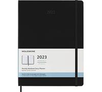 Moleskine Agenda Mensual 2023, Agenda de 12 Meses, Tapa Dura, Tamaño XL 19 x 25 cm, Color Negro
